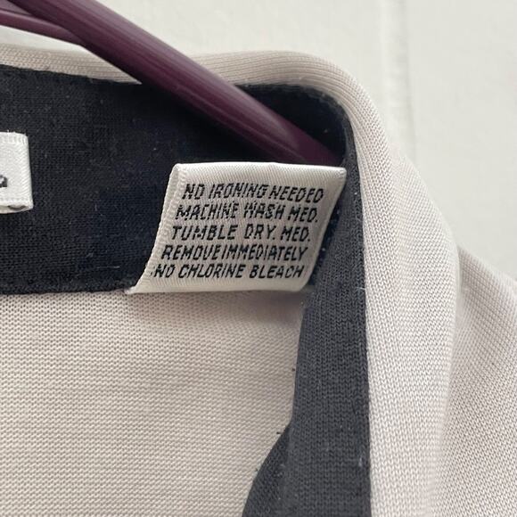 Vintage Oleg Cassini Geometric Polo Shirt L Y2K 90s Retro Gray Streetwear - Picture 5 of 8